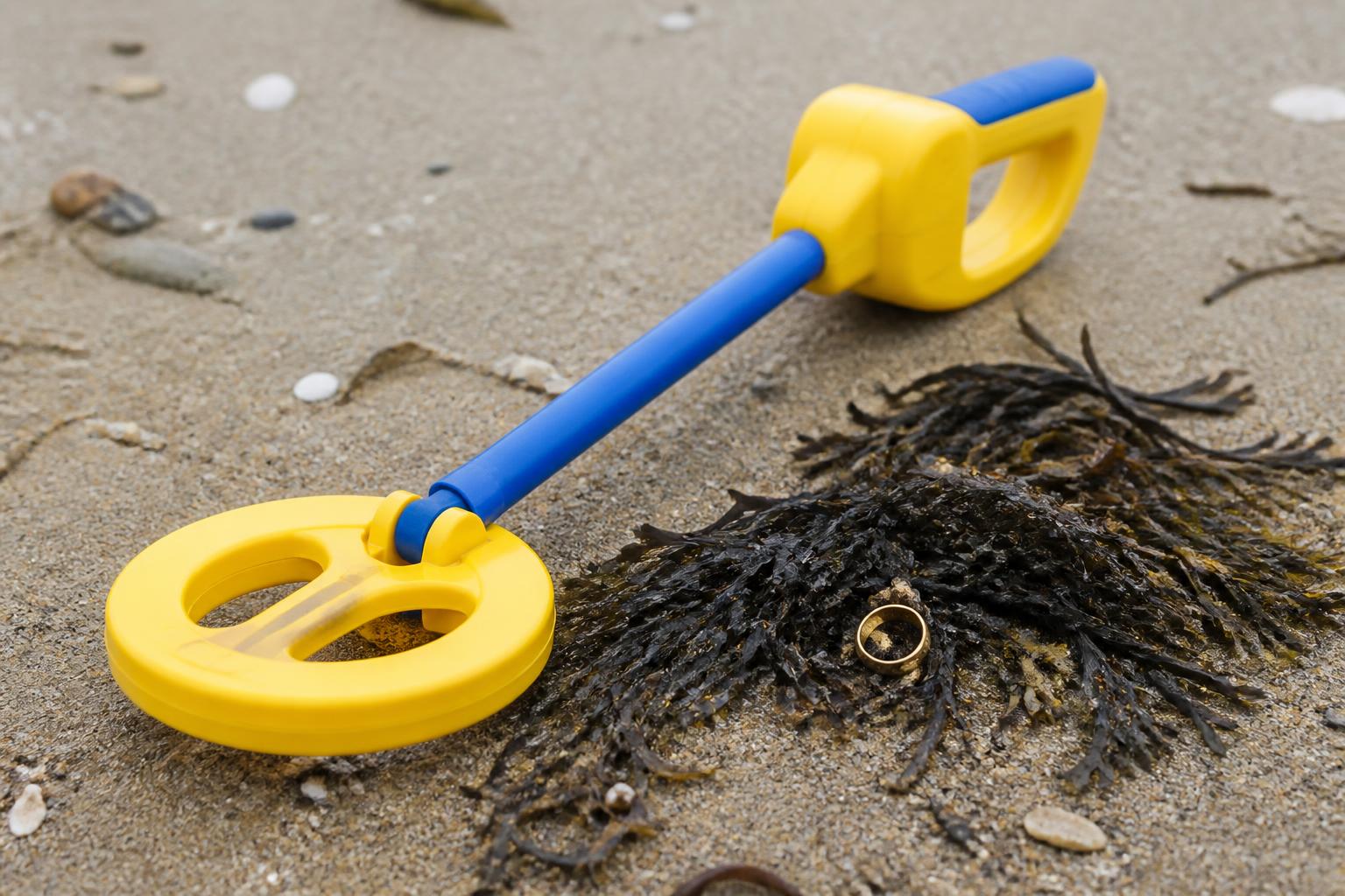 A six-year-old with a toy metal detector finds a wedding ring